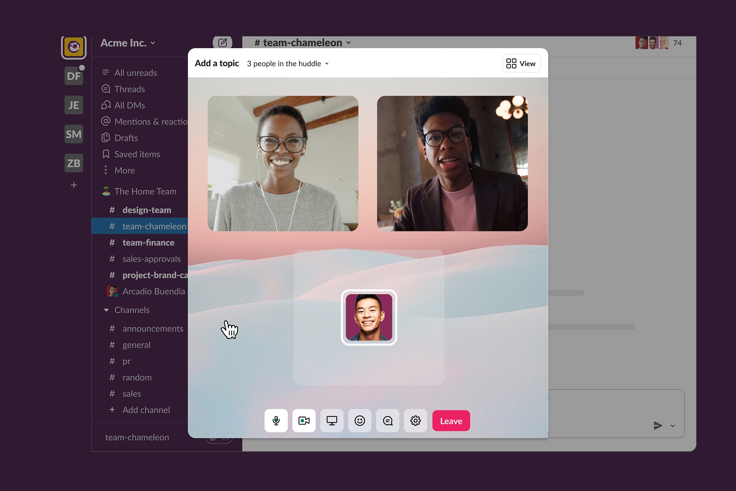 Slack Huddle business call