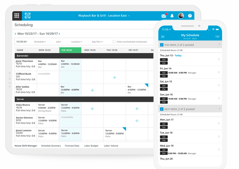 A screenshot of HotSchedules scheduling tool.